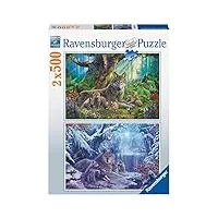 ravensburger - 2 x puzzle 500 pièces - famille de loups - 80553 - pour adultes et enfants dès 12 ans - premium puzzle de qualité supérieure - animaux
