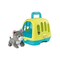 smoby - mallette vétérinaire 2 en 1 - cage de transport - jouet pour enfant - peluche chaton avec effets sonores - 4 sons - 340302, bleu