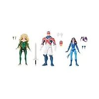 hasbro - lot de 3 figurines meggan, captain britain et shadowcat x-men marvel legends 15cm poupées d'action, multicolore (128095)