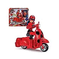 bandai - miraculous ladybug - scooter miraculous switch'n go + poupée articulée ladybug lucky charm 26cm - p50668