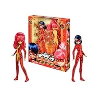 bandai - miraculous world : shanghai, la légende de ladydragon - poupées - ladybug & lady dragon - poupées mannequin articulées 26 cm - p50368