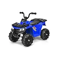 goplus voiture 4x4 quad buggy electrique 6v,moto electrique pour enfants 3-6 ans, véhicule Électrique avant/arrière max 3 km/h avec musique avec mp3 et usb,volume réglable (bleu)