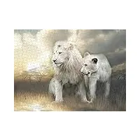 puzzle en bois adulte 8000 pièces lion blanc couple cadeau loisirs divertissement décoration de fête
