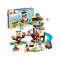 lego 10993 duplo la cabane dans l’arbre 3-en-1, jouet Éducatif pour enfants dès 3 ans, filles et garçons, avec 4 figurines animaux, des briques et toboggan