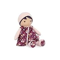 kaloo - tendresse - ma 1ère poupée en tissu violette - grande poupée de chiffon 40 cm - robe fleurie - bloomer détachable - jolie boîte cadeau et ruban personnalisable - dès la naissance, k200003