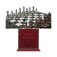 antochia crafts jeu d'échecs personnalisé de 30 cm – planche personnalisée et figurines en métal – idée cadeau pour fils, mari, père pour un anniversaire, noël