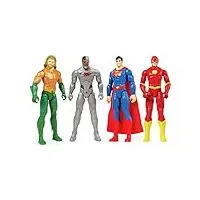 dc comics super hÉros special box set 4 figurines action flash superman cyborg aquaman superheroes - hauteur 30 cm