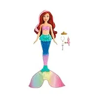 mattel disney princess jouet aquatique poupée ariel la petite sirène nageuse et figurine hippocampe, avec cheveux et queue de sirène couleur, jouet enfant, a partir de 3 ans, hpd43