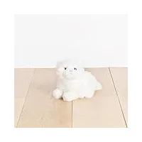 la pelucherie - peluche chat oscar 20 cm - blanc - peluches artisanales - cousues main - marque française