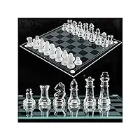 echecs jeu Échecs internationaux jeu d'échecs en verre de luxe élégant jeu d'échecs international jeu d'échecs plateau en verre, jeux de société for adultes et famille, décoration de jardin, cadeau (