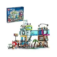 lego city downtown 60380 ensemble de jouets de construction, ensemble de jeu multifonction avec modules de salle de communication, comprend 14 personnages inspirants et une figurine de chien, jouet