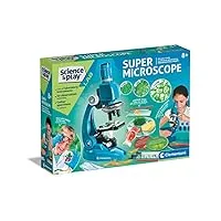 clementoni 61365 science & play lab-super jouets éducatifs et scientifiques, microscope pour enfants de 8 à 12 ans, 1200x, kit d'expérience, version anglaise, fabriqué en italie, multicolore