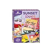 janod - sunset lover - i love creativity - 5 tableaux - peinture aquarelle pochoirs - kit loisir créatif - 8 ans, j07737