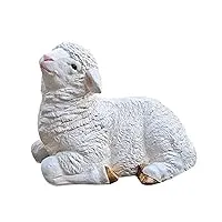 statue de jardin, figurine mouton debout/assis ornement en résine de peinte à la main animal pour la décoration de la maison, paysage, art extérieur,sitting
