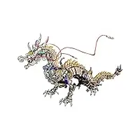 metalkitor puzzle 3d en métal – grand modèle de dragon chinois – puzzle mécanique en métal – décoration de bureau – assemblage de dinosaures – parfait pour les adultes