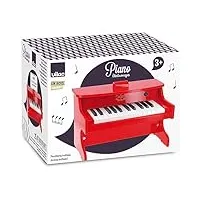 vilac - piano electronique - instrument de musique - jouet educatif en bois - partitions incluses - 25 touches - rouge - pour enfants à partir de 3 ans