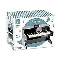 vilac - piano electronique - instrument de musique - jouet educatif en bois - partitions incluses - 25 touches - noir - pour enfants à partir de 3 ans