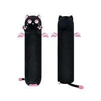 mewaii 130cm kawaii peluche chat yeux roses long coussin jouet moelleux et confortable oreiller chat en peluche pour les enfants de 3 ans et plus