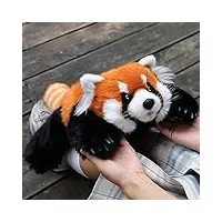 chongker peluche panda rouge en peluche fait à la main jouet réaliste chat mignon en peluche panda rouge compagnon animal de compagnie cadeau d'anniversaire pour femme (panda rouge)