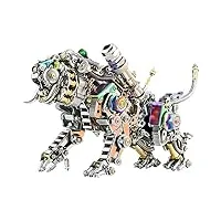 700 pièces + kits de modèles de puzzle en métal tigre mécanique, puzzle en métal 3d for adultes, kit de construction de modèles en métal sur le thème des animaux bricolage artisanat cadeaux créatifs (