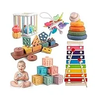aliex jouets bebe 6 mois plus, 6 en 1 jeu eveil bebe montessori 1 an | cube activite | xylophone | jouet en bois | jeux cadeau pour bébé fille garçon 6 9 12 mois 1 2 3 ans