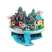 fleur de pêcher architecture maquette, 7626 pcs ancienne scène de rue chinoise, mini nano blocs, set de construction et modèle de collection pour adultes, enfants, non compatible avec lego