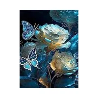 papillon bleu brillant et fleur - puzzle en bois de 4000 pièces - amusant et stimulant