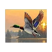 canard sauvage volant au coucher du soleil - puzzle en bois de 5000 pièces - image décorative pour la famille et les amis
