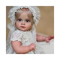 anano poupée reborn fille réaliste 60cm doux bébé reborn fille silicone qui ressemble a des vrais jouet yeux ouverts renaître poupée fille avec des cheveux gris argentés
