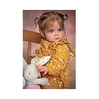 anano poupée reborn silicone fille 60cm bébé reborn qui ressemble a des vrais cheveux long peau réaliste - bébé reborn fille avec cheveux qui ouvre les yeux