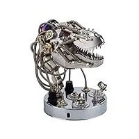 spicyfy puzzle 3d en métal, 4-6 heures modèle 3d en métal tête de dinosaure mécanique assemblage diy construction kit avec lampes, cadeaux décoration pour adultes et enfants, 180+ pièces