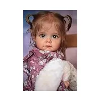 anano bébé reborn réaliste fille 60cm grand poupée reborn bébé reborn réaliste fille en silicone avec cheveux long bébé reborn yeux bleus
