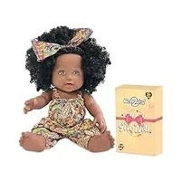 nice2you 12 pouces poupee noire pour les fille, 30cm africaine bebe poupée, jouet de poupée pour enfant 2, 3, 4, 5 ans, reborn bébé poupon - idéal pour les cadeau, baby doll porter la mode