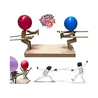 balloon bamboo man battle, 2024 nouvelles marionnettes d'escrime en bois faites à la main, jouet de combat en bambou au rythme rapide, jeu de combat de robots en bois pour 2 joueurs (1pcs)