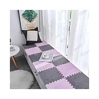 carreaux de mousse imbriqués, tapis de sol puzzle, tapis de jeu, carrés de tapis, tapis de sol d'épissure, pour salon, chambre à coucher, décoration, 100 pièces(size:0.39 inch,color:violet+gris)