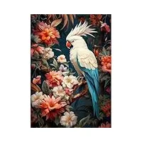 bel oiseau sur une fleur – puzzle en bois de 6000 pièces – jeu de défi, décoration murale pour la maison