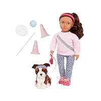 our generation poupée et animal de compagnie de 46 cm - border collie de 15 cm - accessoire de parcours d'obstacles - jeu de rôle - jouet pour enfants à partir de 3 ans - natalia & nillie