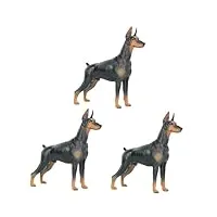 ibasenice 3 pièces ornements de chien décor de statue de chien modèles en plastique jouets jouet en peluche chien de simulation réaliste animal en peluche dobermann solide