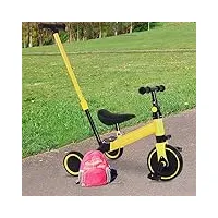 3 en 1 vélo draisienne tricycle pour enfants de 1-3 ans premier vélo d'entraînement d'Équilibre véhicule avec pédale cadeau pour filles garçons léger- canne parentale-3-en-1 (jaune)