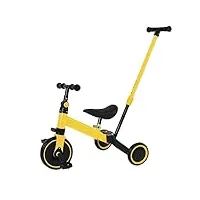 tricycle pour enfants de 1-3 ans premier vélo d'entraînement d'Équilibre-3 en 1 vélo draisienne véhicule avec pédale cadeau pour filles garçons léger- canne parentale-3-en-1 (jaune)