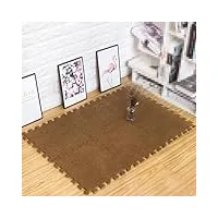30 pièces/29 pieds carrés 12''x 12''tapis de sol puzzle en mousse carreaux de moquette en peluche, tapis de jeu multi-usage imbriqué pour l'exercice rampant(color:café noir)