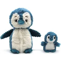 peluche iglou le pingouin maman et bébé bleu (25 cm)