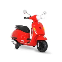 scooter moto électrique enfants 6 v dim. 102l x 51l x 76h cm musique mp3 port usb klaxon phare feu ar rouge vespa