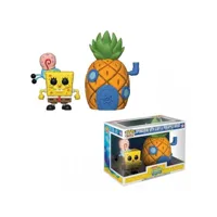figurine bob l'eponge - spongebob with gary & pineapple house town pop 17cm
