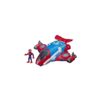 marvel spider-man playskool super hero adventures – jet qg spider-man et figurine 12,5 cm has5010993598717