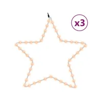 figures d'étoiles de noël avec 48 led 3 pcs blanc chaud 56 cm