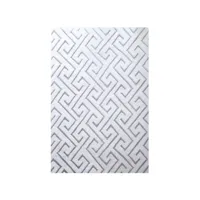 tapis peluche doux à relief labyrinthe - blanc et base beige 80x150cm vision801505121beige