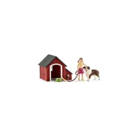 figurines fillette et chien avec niche sch42376