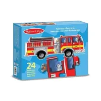 puzzle melissa & doug puzzle de camion de pompier de plancher 24 pièces rouge