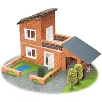 autres jeux de construction teifoc villa en kit de construction avec garage en pierre marron 330 pièces